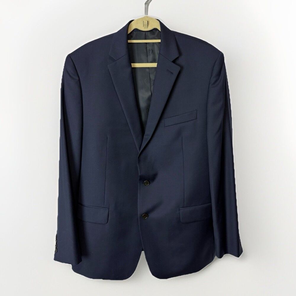 LRL Ralph Lauren Suit Sport Coat Mens 44L Navy‎ Blue Two Button Preppy Classic